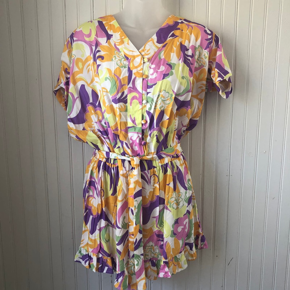 BCBGeneration Retail $98 Swirl Printed Romper Swim Cover Up XS